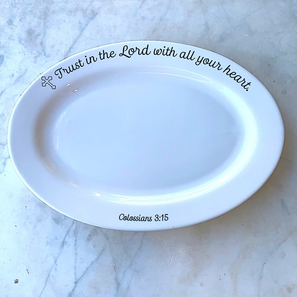 COVENTRY HALLELUJAH OVAL SERVING PLATTER COLOSSIANS 3:15 NEW PORCELAIN 14 INCH - Picture 2 of 7